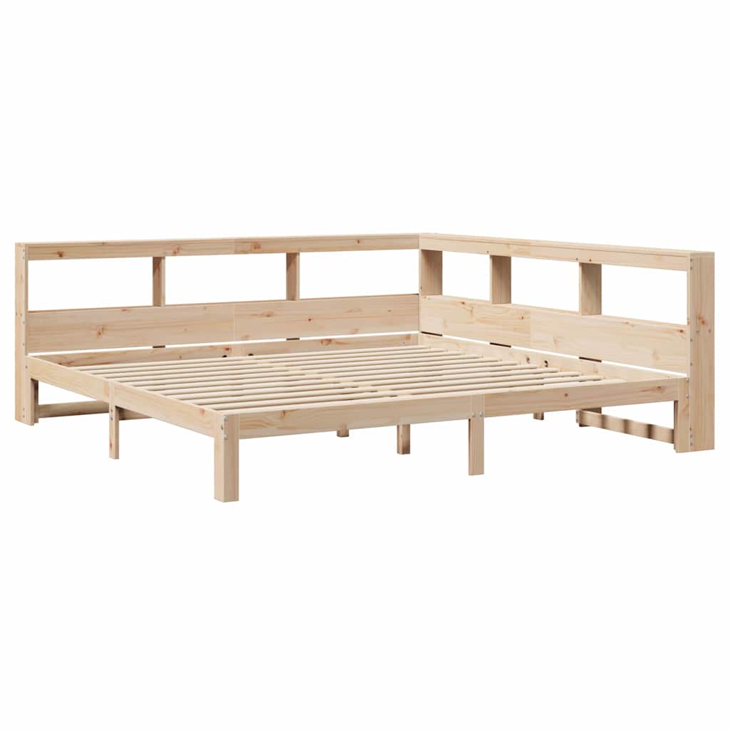 vidaXL Pat cu bibliotecă fără saltea, 200x200 cm, lemn masiv de pin