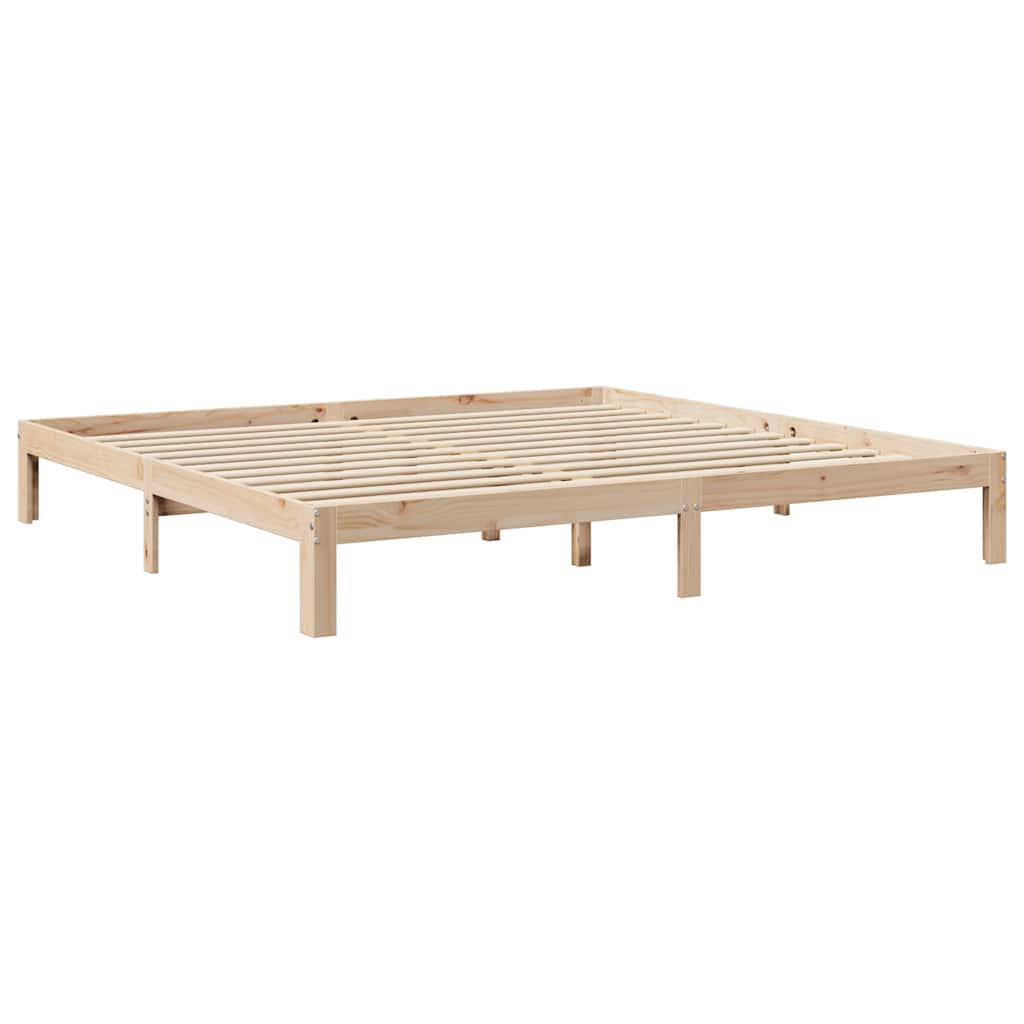 vidaXL Pat cu bibliotecă fără saltea, 200x200 cm, lemn masiv de pin