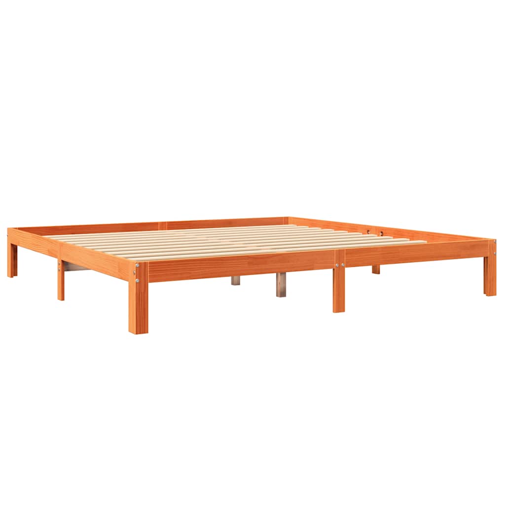 vidaXL Pat cu bibliotecă fără saltea maro 180x200 cm lemn masiv de pin