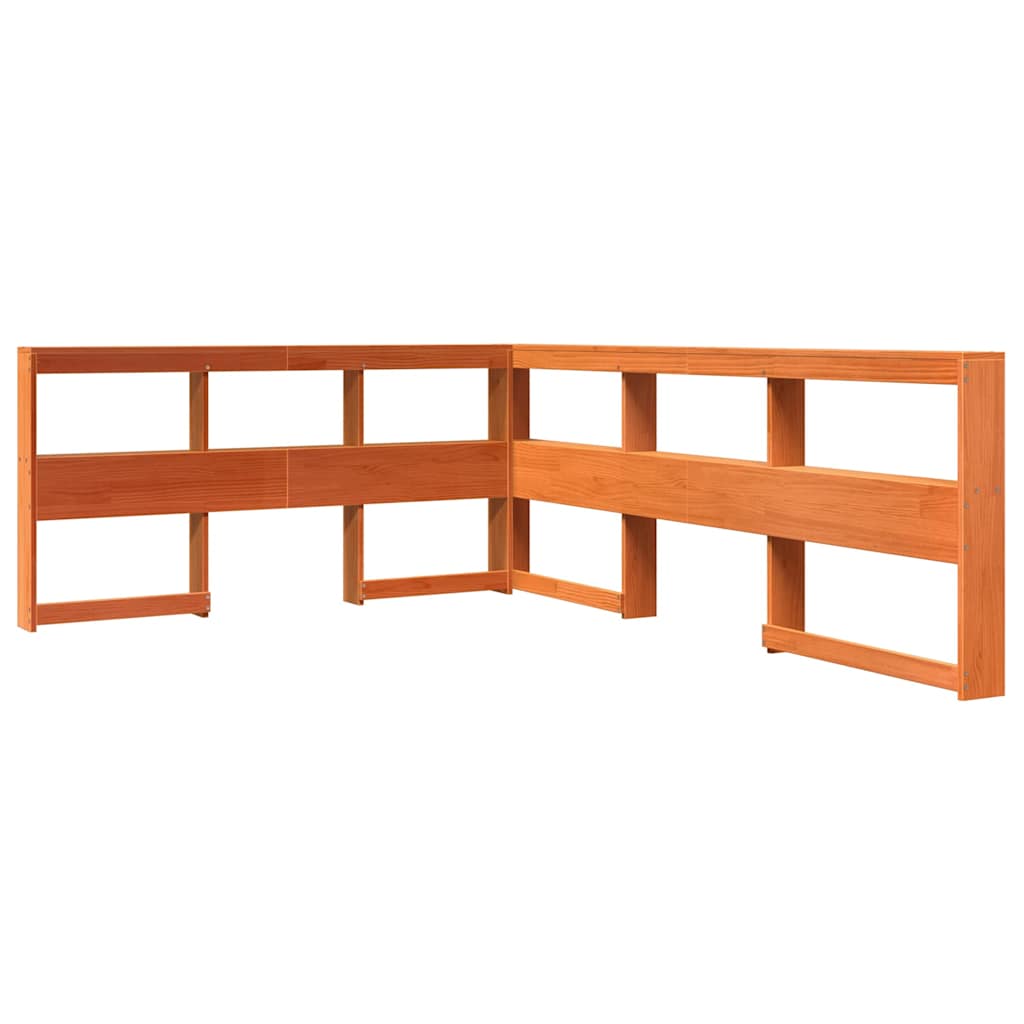 vidaXL Pat cu bibliotecă fără saltea maro 140x190 cm lemn masiv de pin