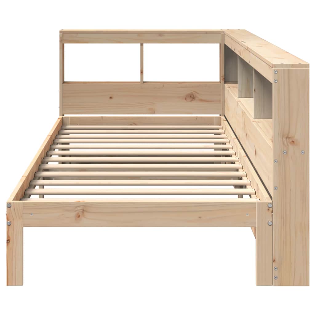 vidaXL Pat cu bibliotecă fără saltea, 90x190 cm, lemn masiv de pin vidaXL Pat cu bibliotecă fără saltea, 90x190 cm, lemn masiv de pin