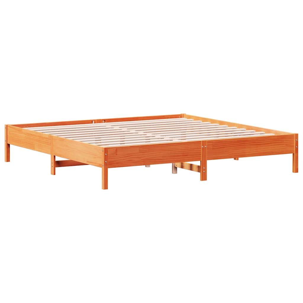 vidaXL Pat cu bibliotecă fără saltea maro 200x200 cm lemn masiv de pin