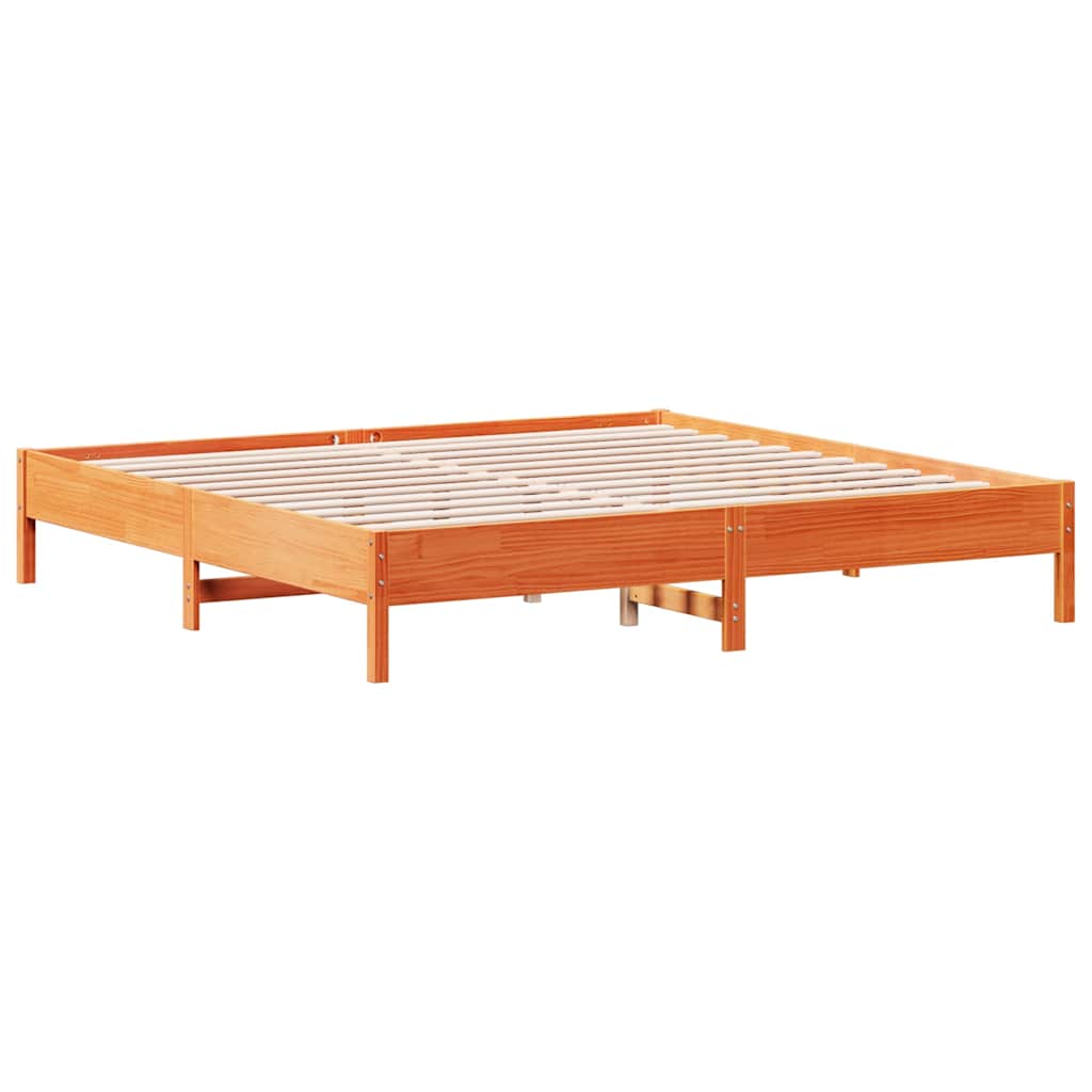 vidaXL Pat cu bibliotecă fără saltea maro 180x200 cm lemn masiv de pin