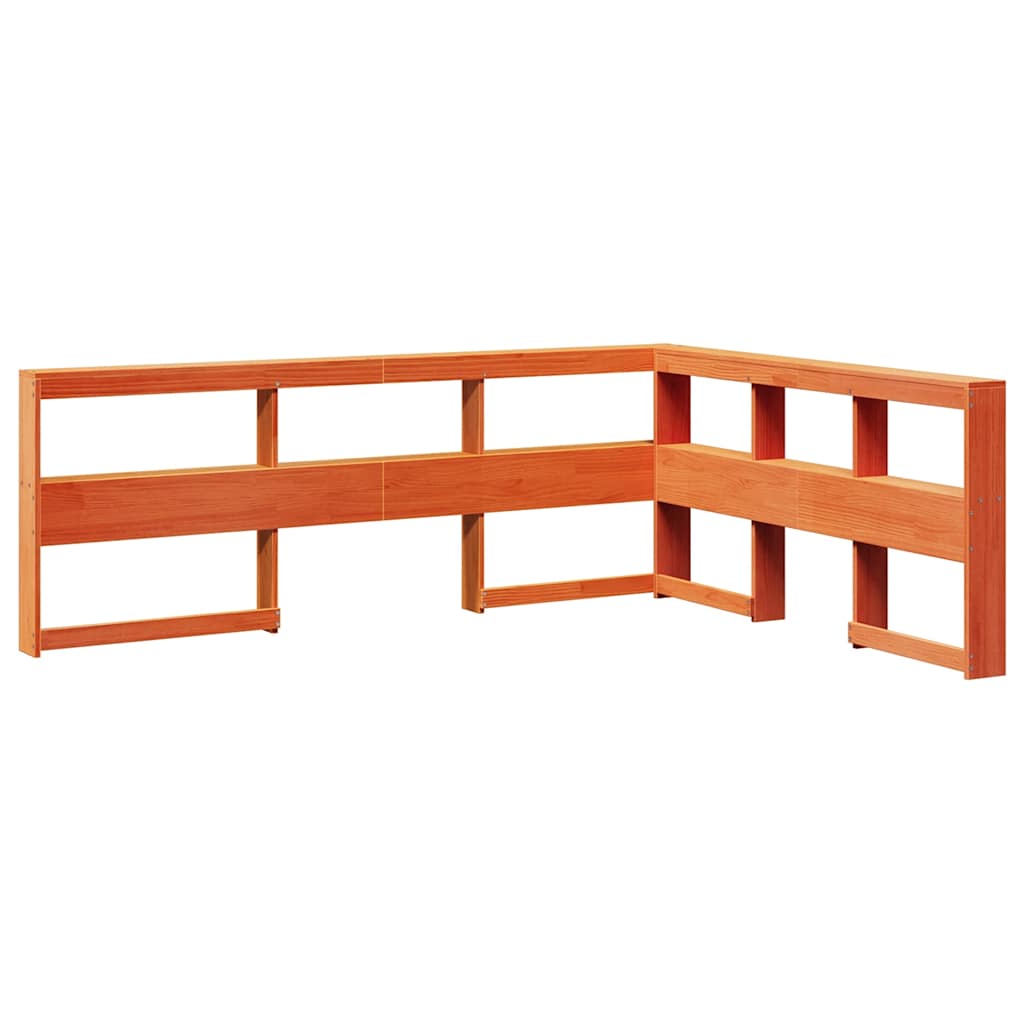 vidaXL Pat cu bibliotecă fără saltea maro 150x200 cm lemn masiv de pin