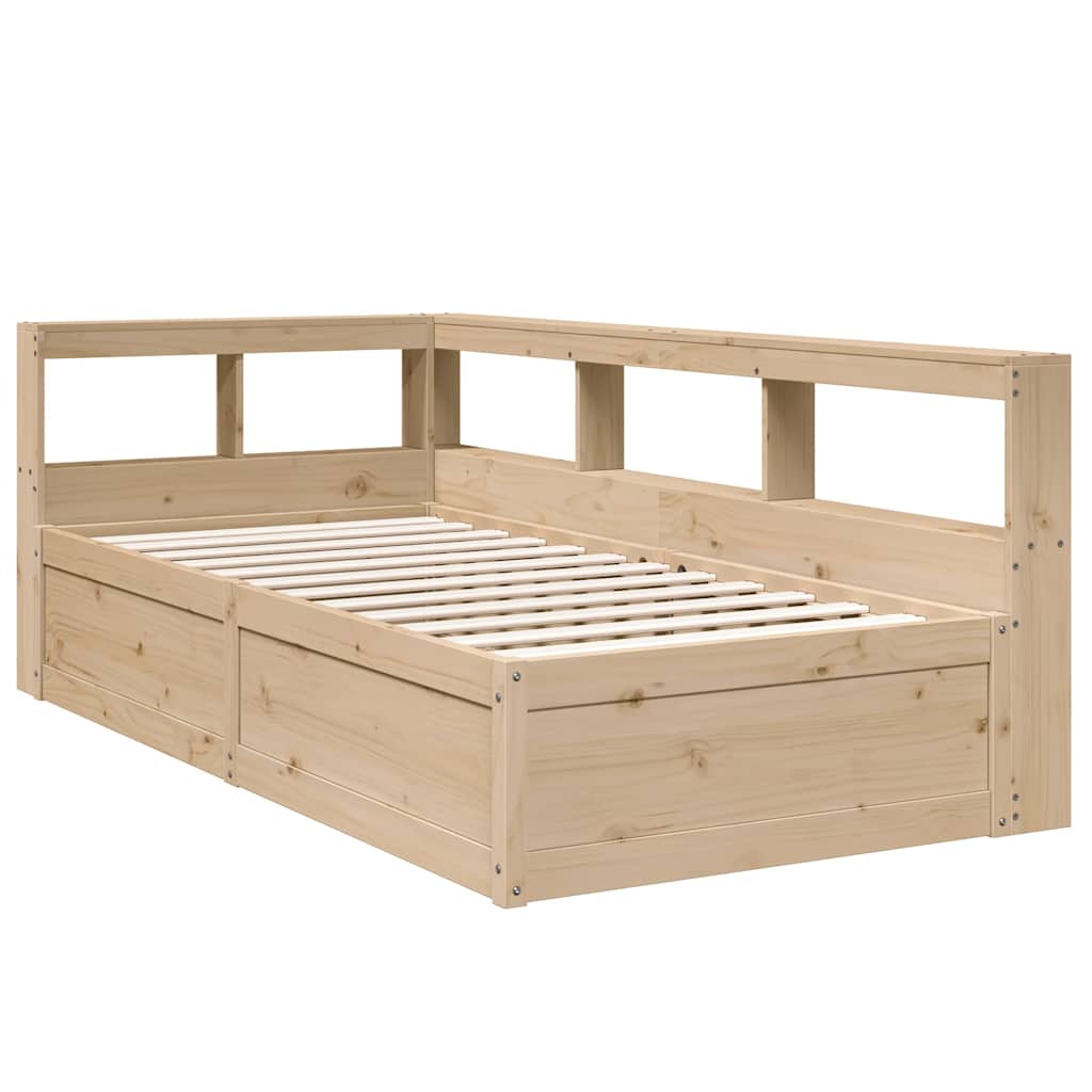 vidaXL Pat cu bibliotecă fără saltea, 90x190 cm, lemn masiv de pin vidaXL Pat cu bibliotecă fără saltea, 90x190 cm, lemn masiv de pin