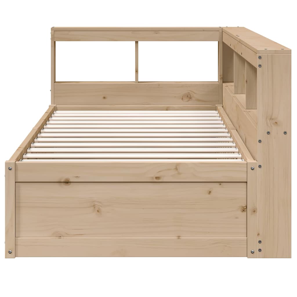 vidaXL Pat cu bibliotecă fără saltea, 90x190 cm, lemn masiv de pin vidaXL Pat cu bibliotecă fără saltea, 90x190 cm, lemn masiv de pin