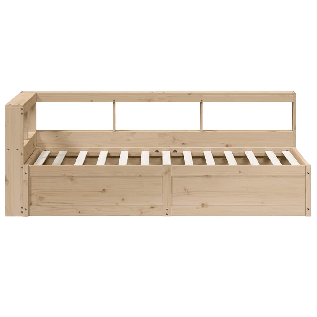 vidaXL Pat cu bibliotecă fără saltea, 90x190 cm, lemn masiv de pin vidaXL Pat cu bibliotecă fără saltea, 90x190 cm, lemn masiv de pin