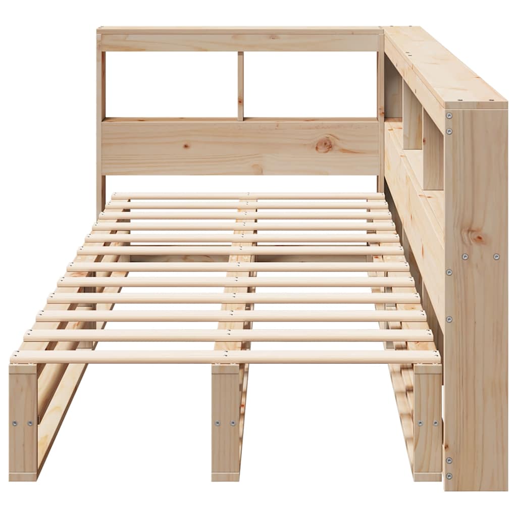 vidaXL Pat cu bibliotecă fără saltea, 90x190 cm, lemn masiv de pin vidaXL Pat cu bibliotecă fără saltea, 90x190 cm, lemn masiv de pin
