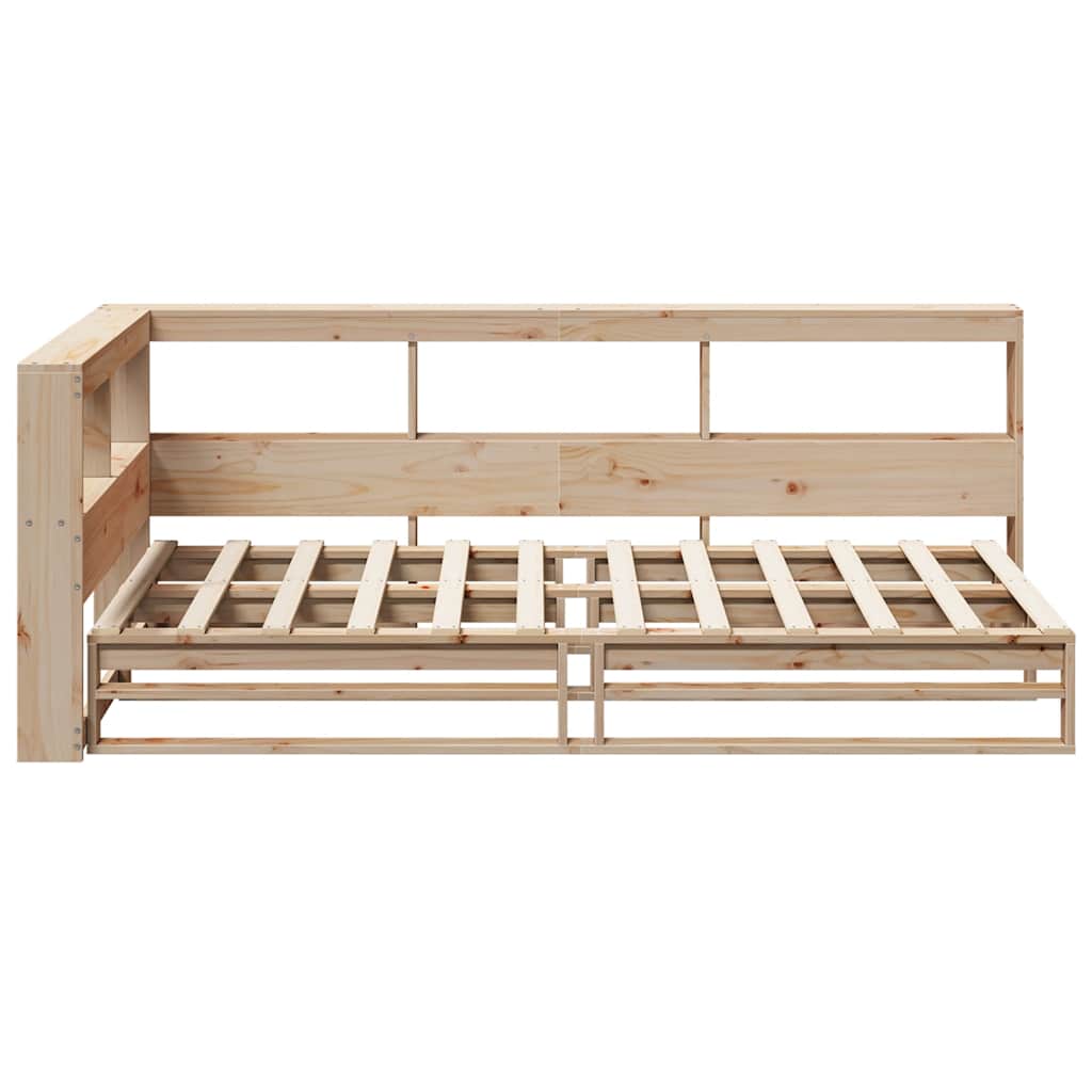 vidaXL Pat cu bibliotecă fără saltea, 90x190 cm, lemn masiv de pin vidaXL Pat cu bibliotecă fără saltea, 90x190 cm, lemn masiv de pin