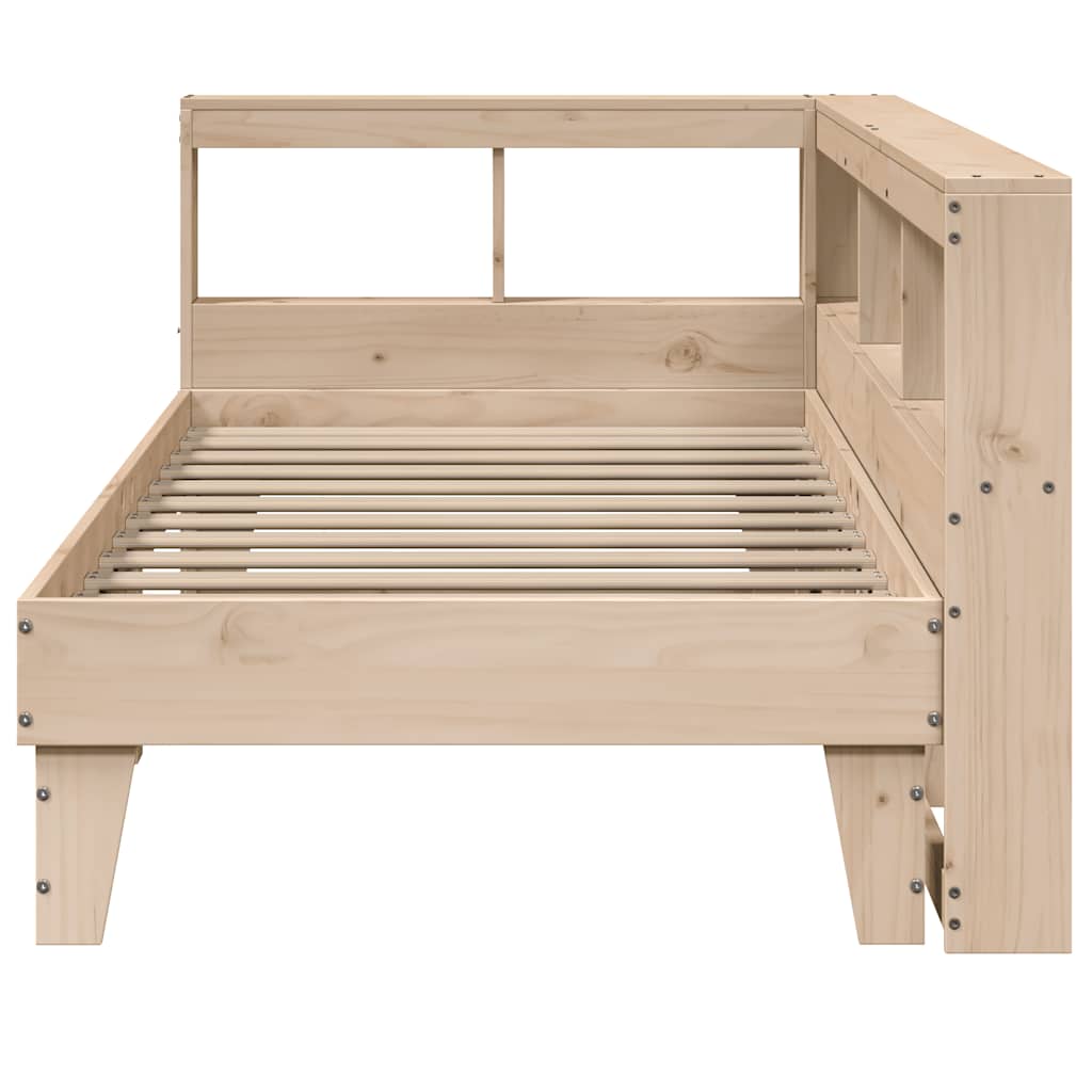 vidaXL Pat cu bibliotecă fără saltea, 90x190 cm, lemn masiv de pin vidaXL Pat cu bibliotecă fără saltea, 90x190 cm, lemn masiv de pin