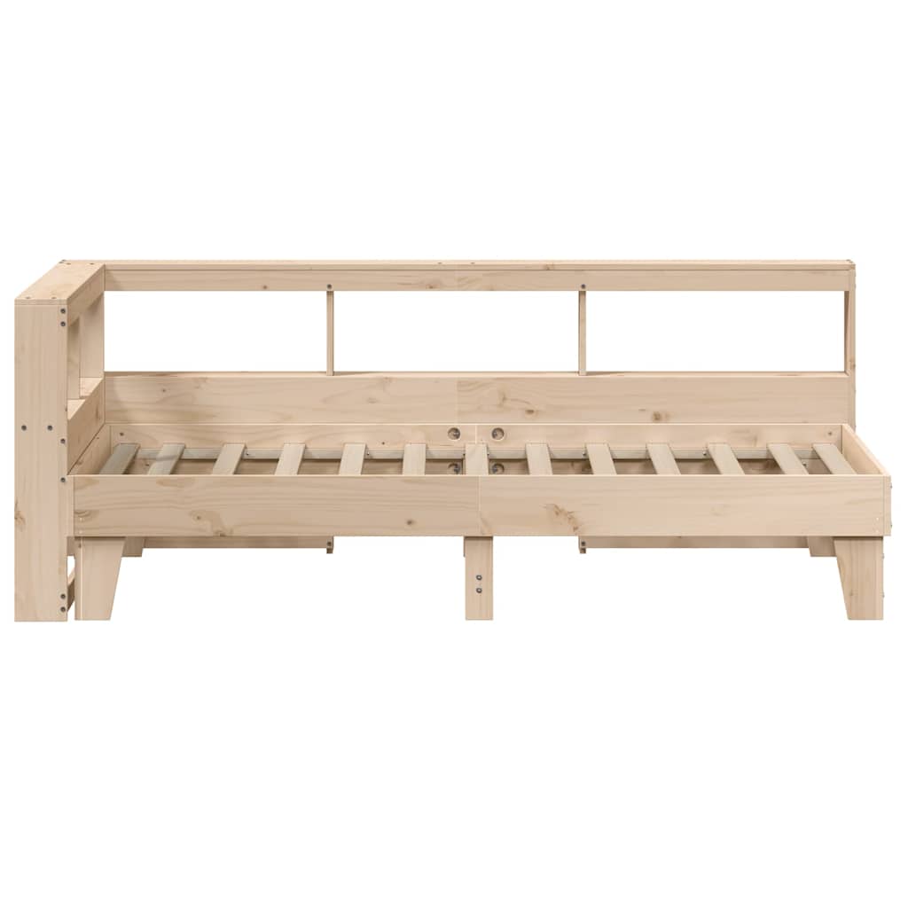vidaXL Pat cu bibliotecă fără saltea, 90x190 cm, lemn masiv de pin vidaXL Pat cu bibliotecă fără saltea, 90x190 cm, lemn masiv de pin