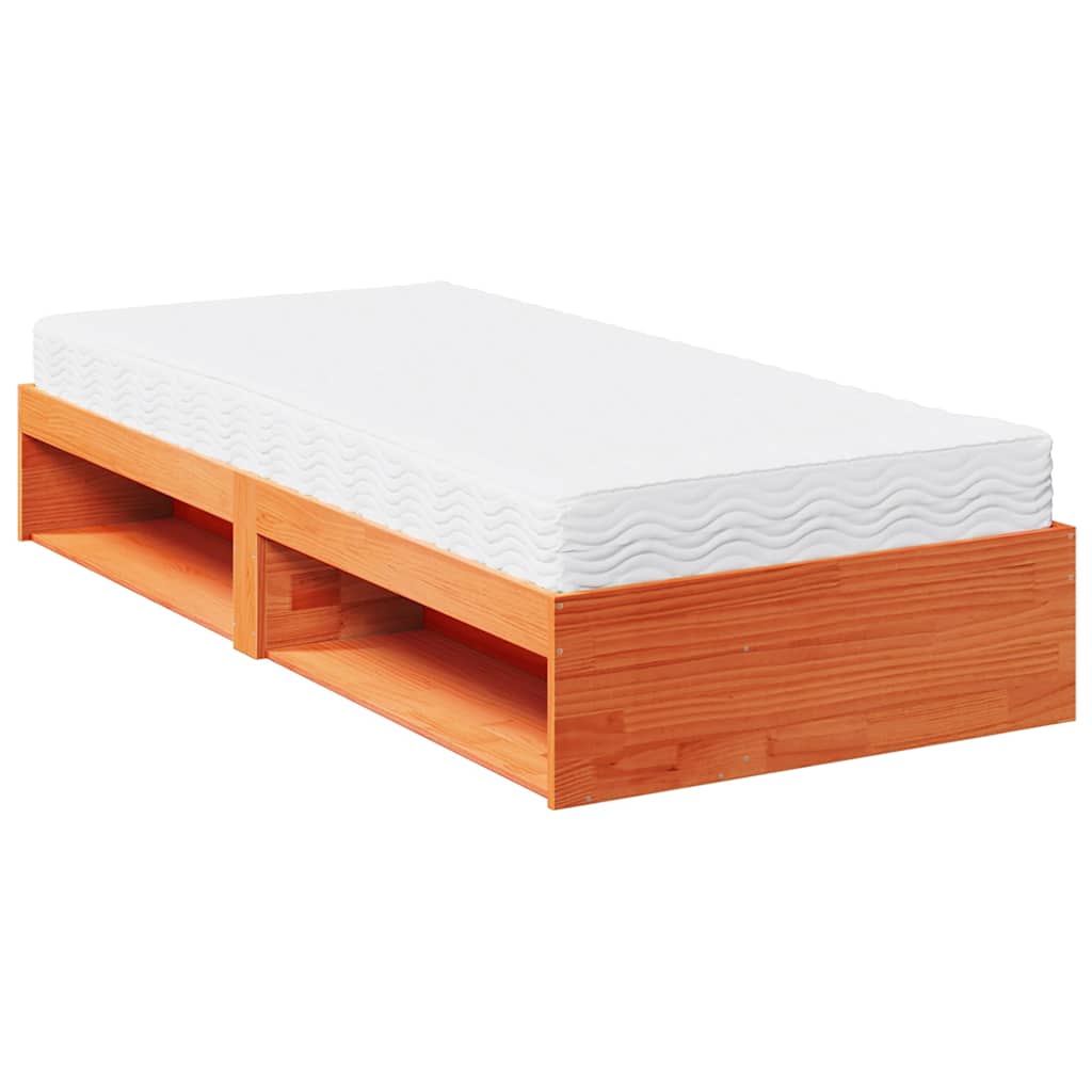 vidaXL Pat de zi cu saltea, maro ceruit, 90x200 cm, lemn masiv pin