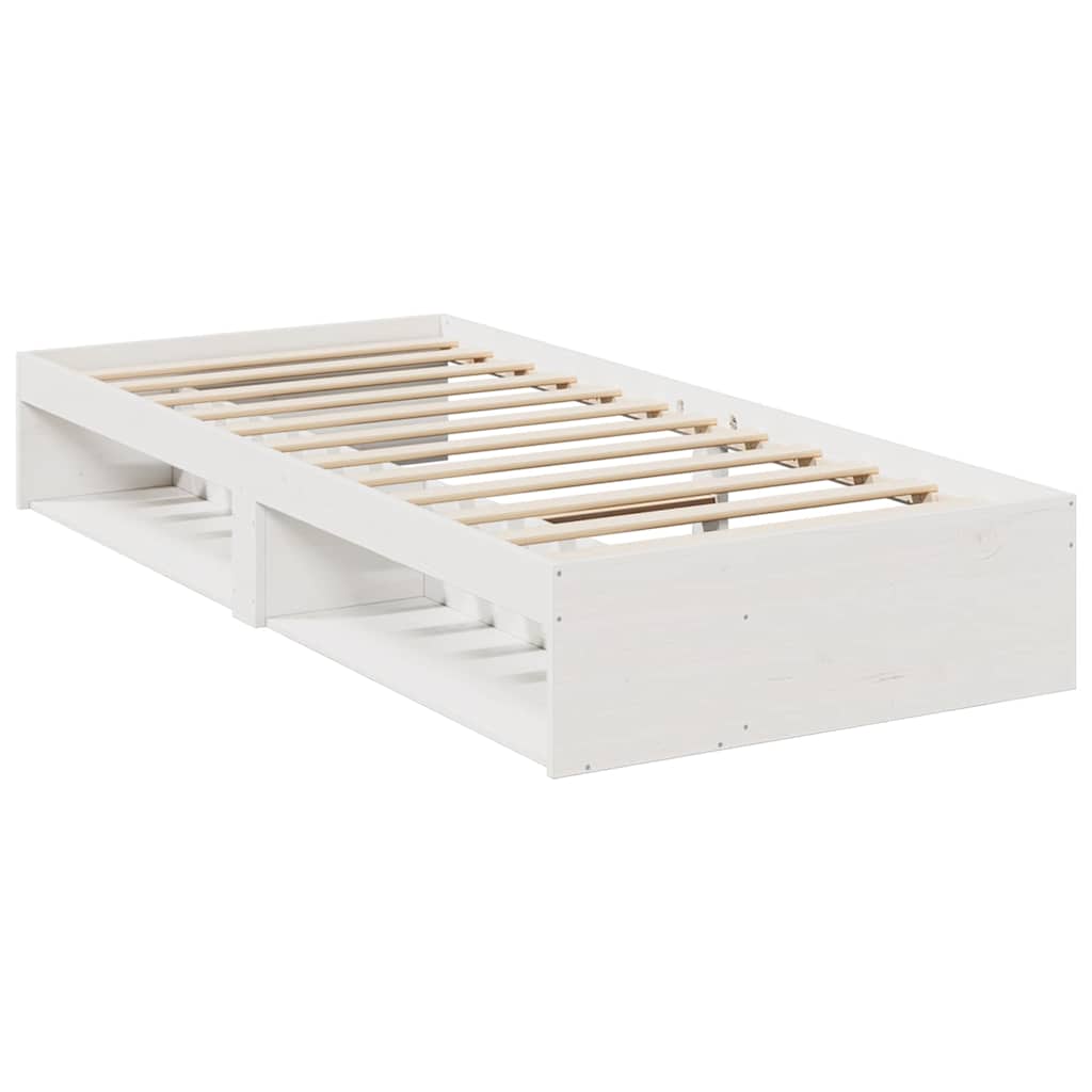 vidaXL Pat de zi cu saltea, alb, 80x200 cm, lemn masiv pin