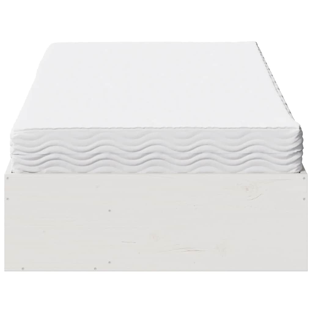 vidaXL Pat de zi cu saltea, alb, 80x200 cm, lemn masiv pin