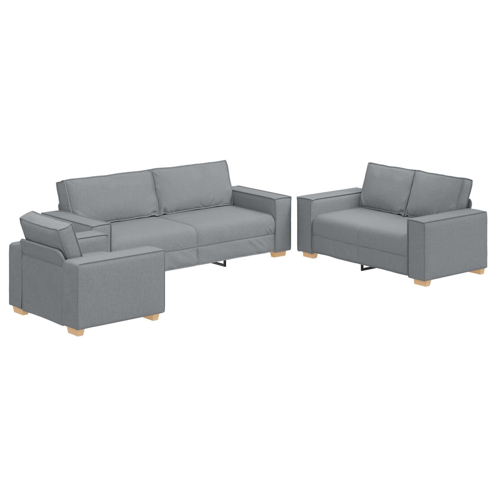 vidaXL Set de canapea cu pernă 3 pcs Gri 220 x 78 x 84 cm țesătură vidaXL Set de canapea cu pernă 3 pcs Gri 220 x 78 x 84 cm țesătură