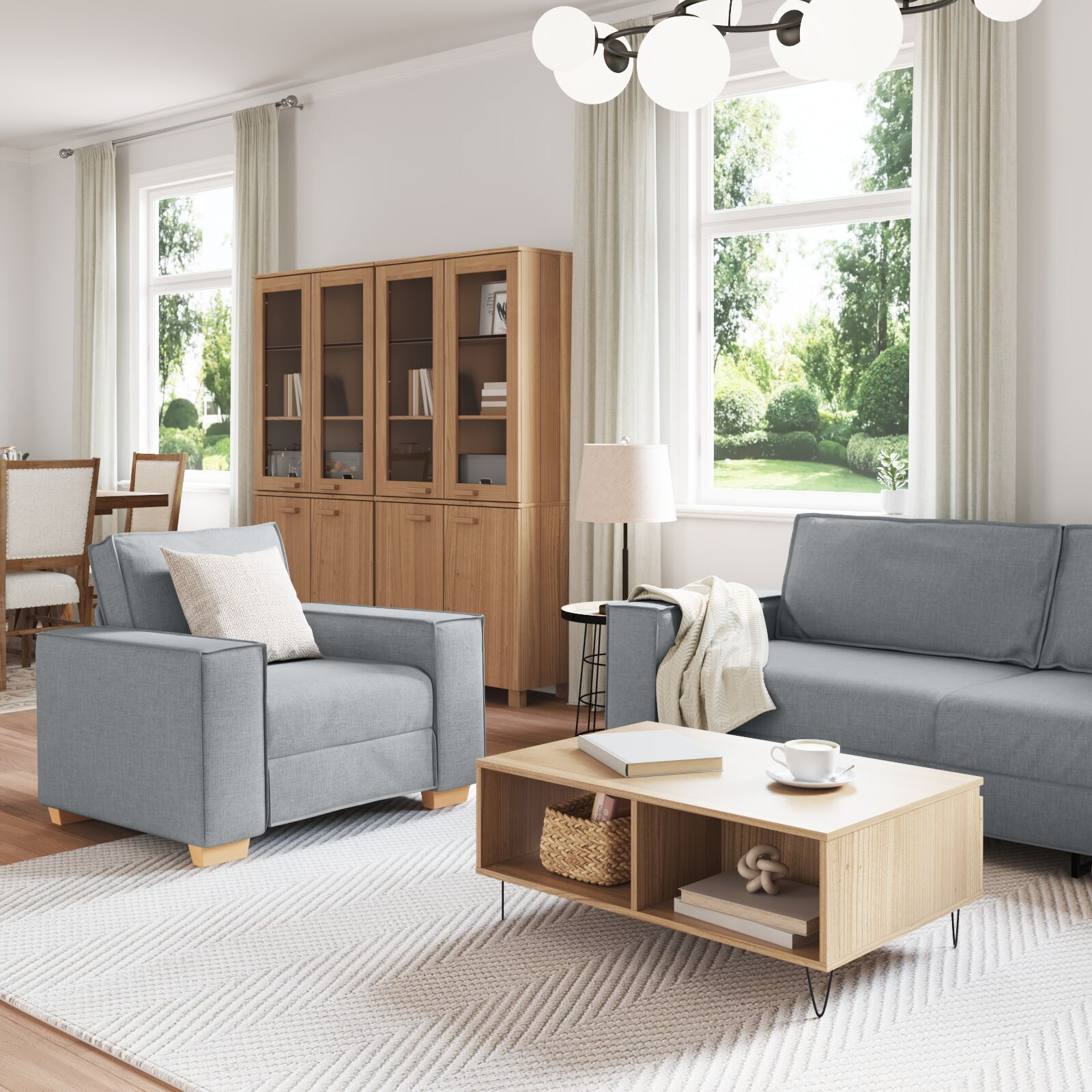 vidaXL Set de canapea cu pernă 3 pcs Gri 220 x 78 x 84 cm țesătură vidaXL Set de canapea cu pernă 3 pcs Gri 220 x 78 x 84 cm țesătură