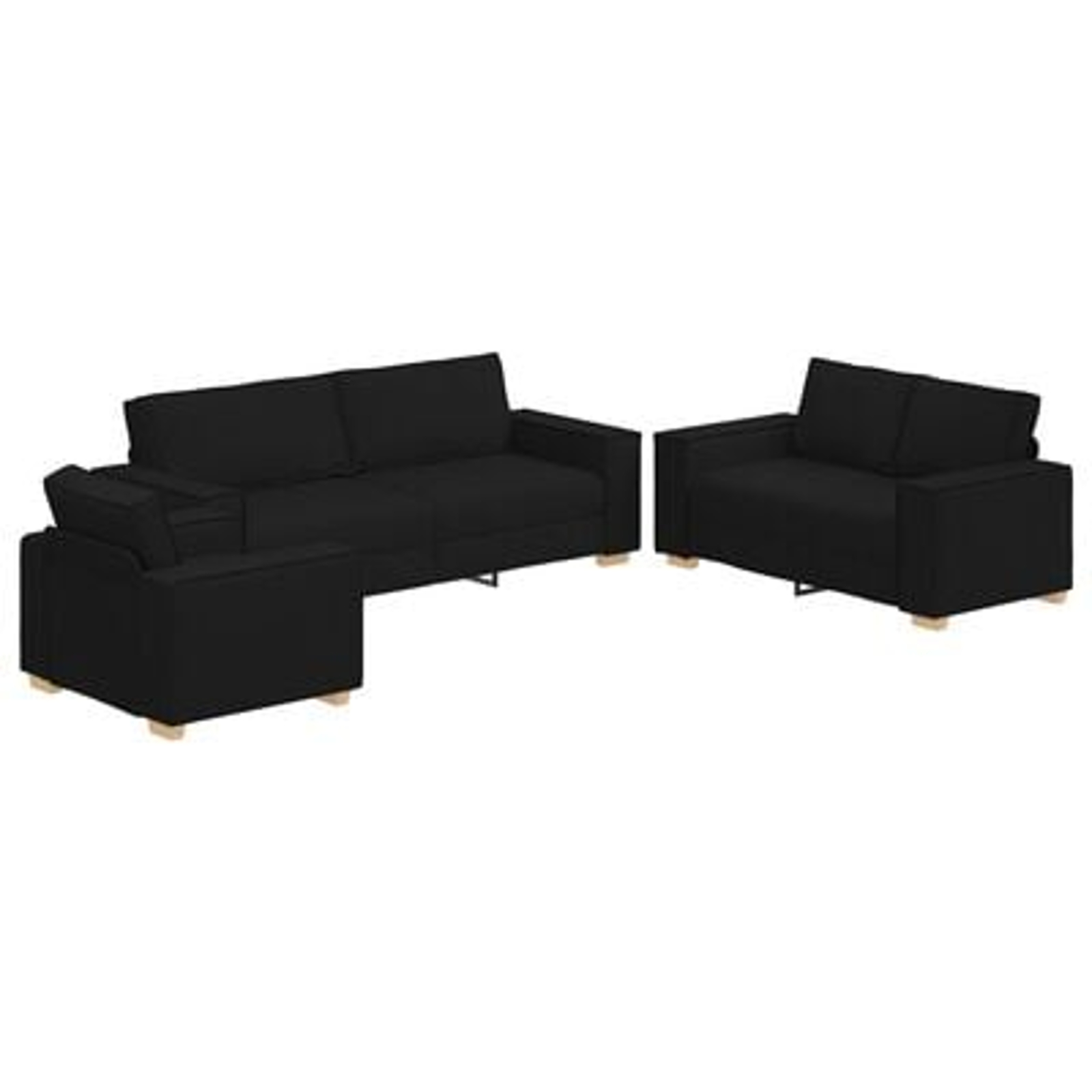 vidaXL Set de canapea cu pernă 3 pcs Negru 220 x 78 x 84 cm țesătură vidaXL Set de canapea cu pernă 3 pcs Negru 220 x 78 x 84 cm țesătură