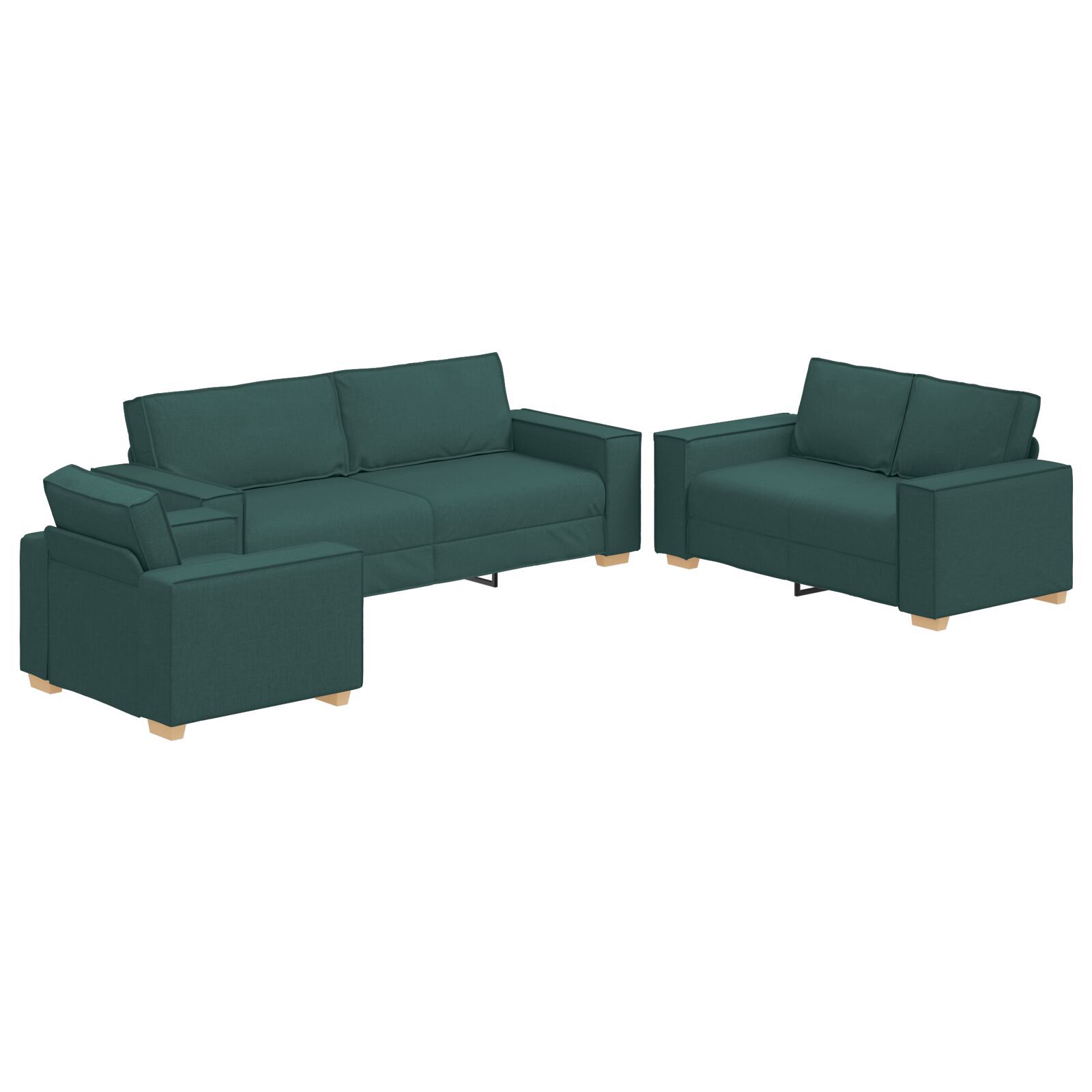 vidaXL Set de canapea 3 pcs Verde închis 220 x 78 x 84 cm țesătură vidaXL Set de canapea 3 pcs Verde închis 220 x 78 x 84 cm țesătură