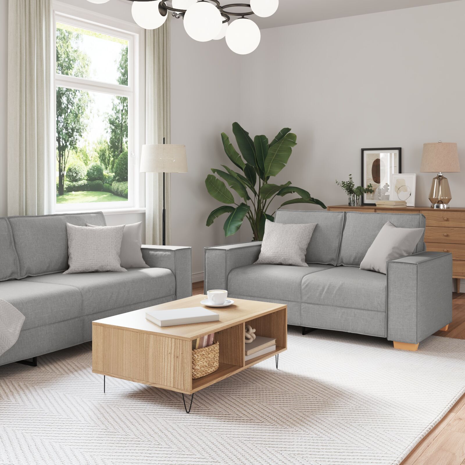 vidaXL Set de canapea cu pernă 3 pcs Gri 220 x 78 x 84 cm țesătură