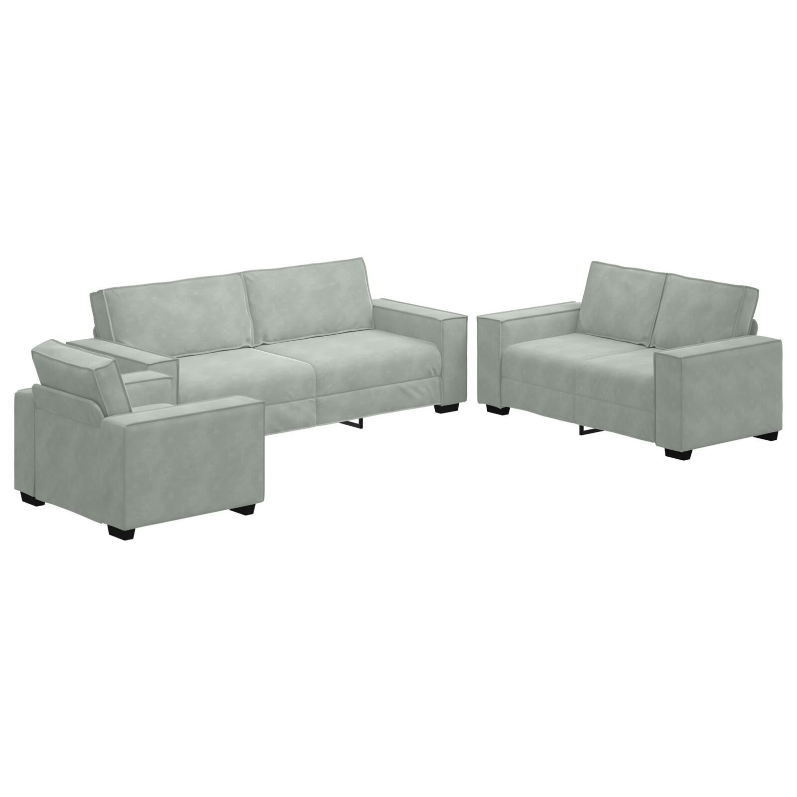 vidaXL Set de canapea cu pernă 3 pcs Gri 220 x 78 x 84 cm Catifea