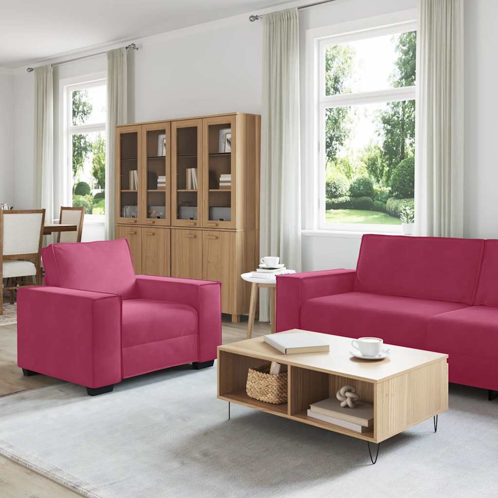 vidaXL Set canapea cu perne, 3 piese, roșu vin, catifea vidaXL Set canapea cu perne, 3 piese, roșu vin, catifea