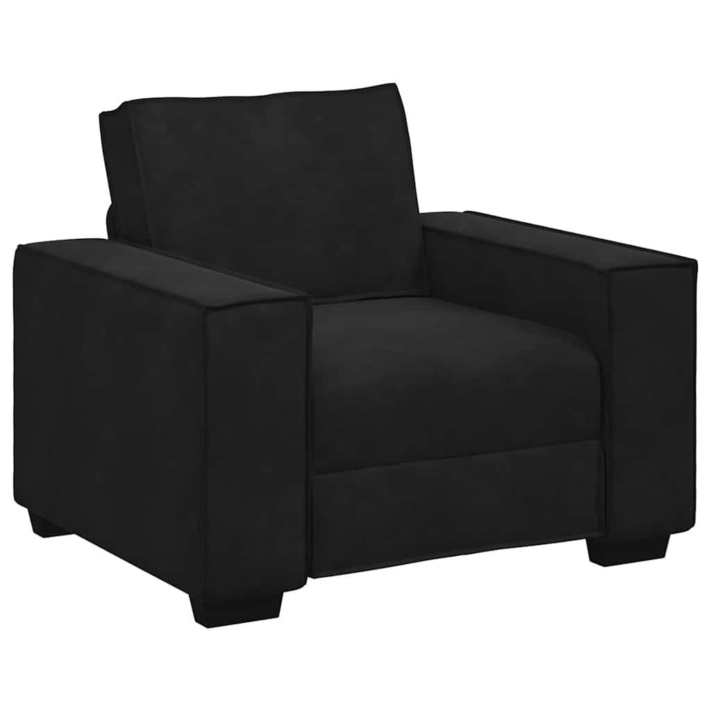 vidaXL Set de canapele cu perne, 3 piese, negru, catifea vidaXL Set de canapele cu perne, 3 piese, negru, catifea