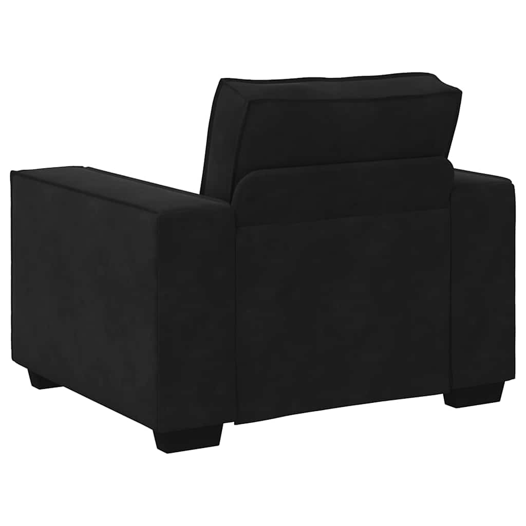 vidaXL Set de canapele cu perne, 3 piese, negru, catifea vidaXL Set de canapele cu perne, 3 piese, negru, catifea