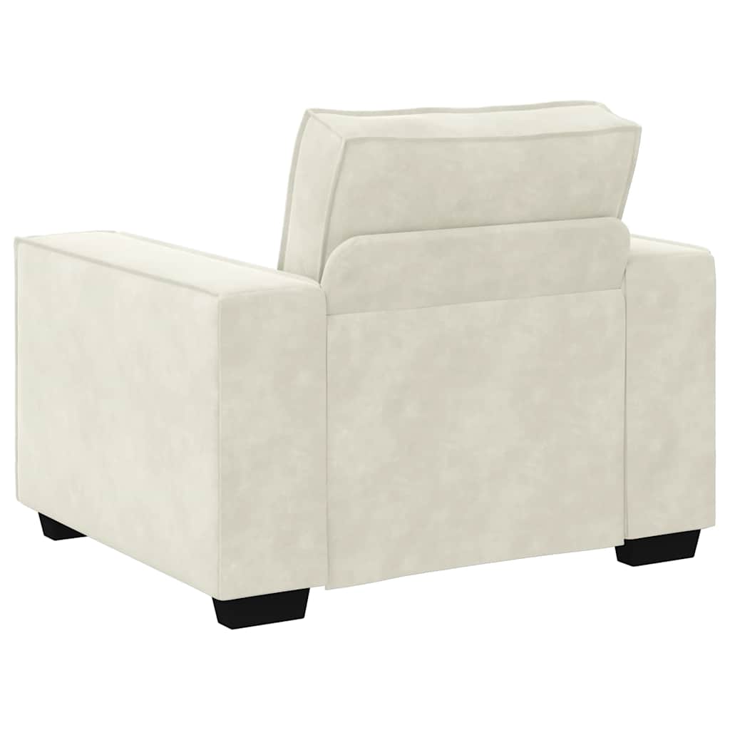 vidaXL Set de canapele cu perne, 3 piese, crem, catifea