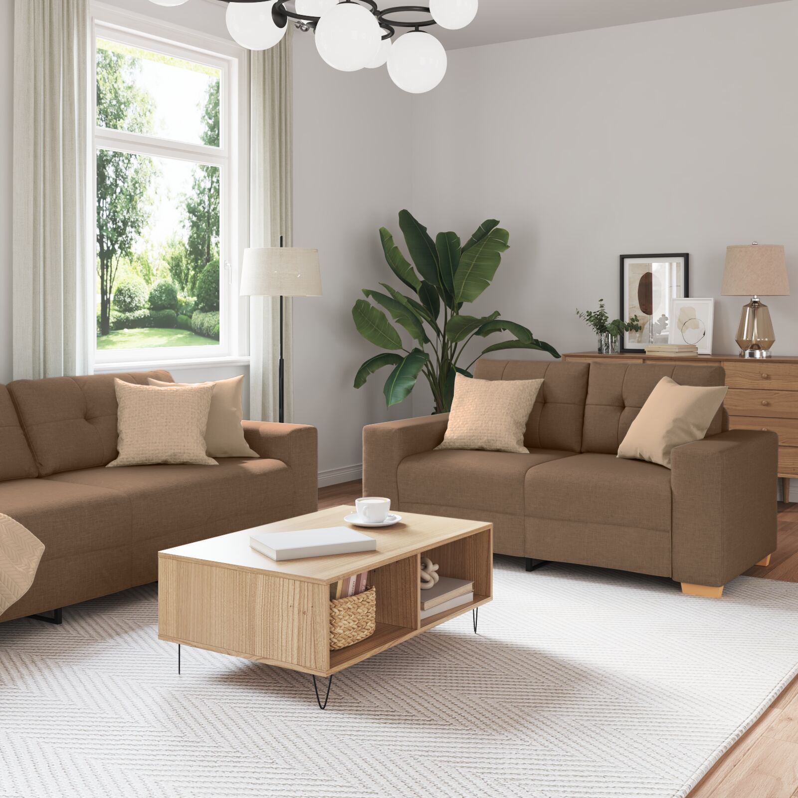 vidaXL Set de canapea cu pernă cu pernă 3 pcs Maro țesătură vidaXL Set de canapea cu pernă cu pernă 3 pcs Maro țesătură