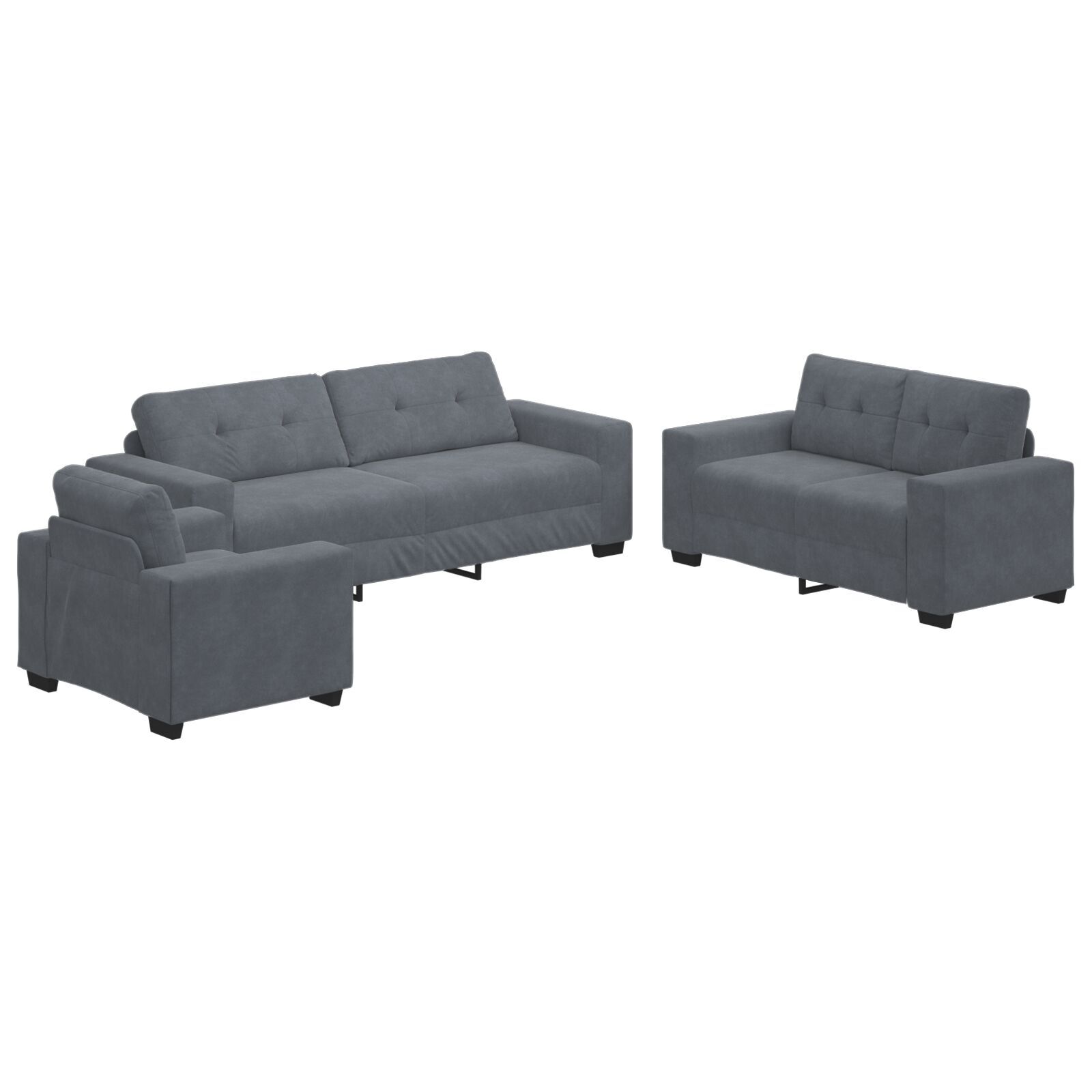vidaXL Set de canapea cu pernă 3 pcs Gri 221 x 78 x 80 cm Catifea