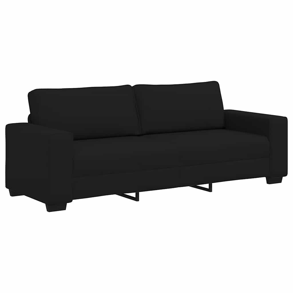 vidaXL Set de canapele cu perne, 3 piese, negru, textil