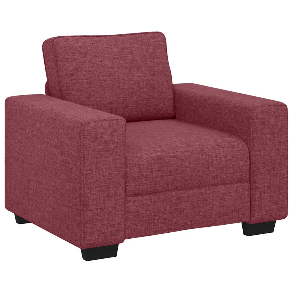 vidaXL Set canapea cu perne, 3 piese, roșu vin, material textil