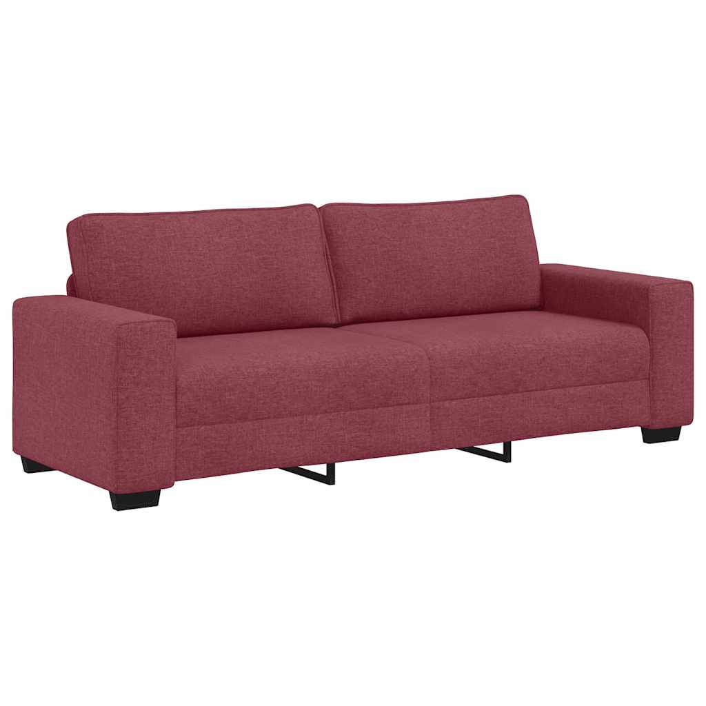 vidaXL Set canapea cu perne, 3 piese, roșu vin, material textil