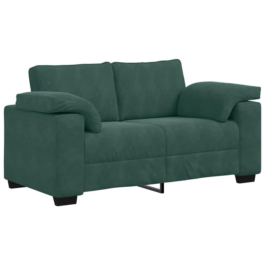 vidaXL Set de canapele cu perne, 3 piese, verde închis, catifea vidaXL Set de canapele cu perne, 3 piese, verde închis, catifea