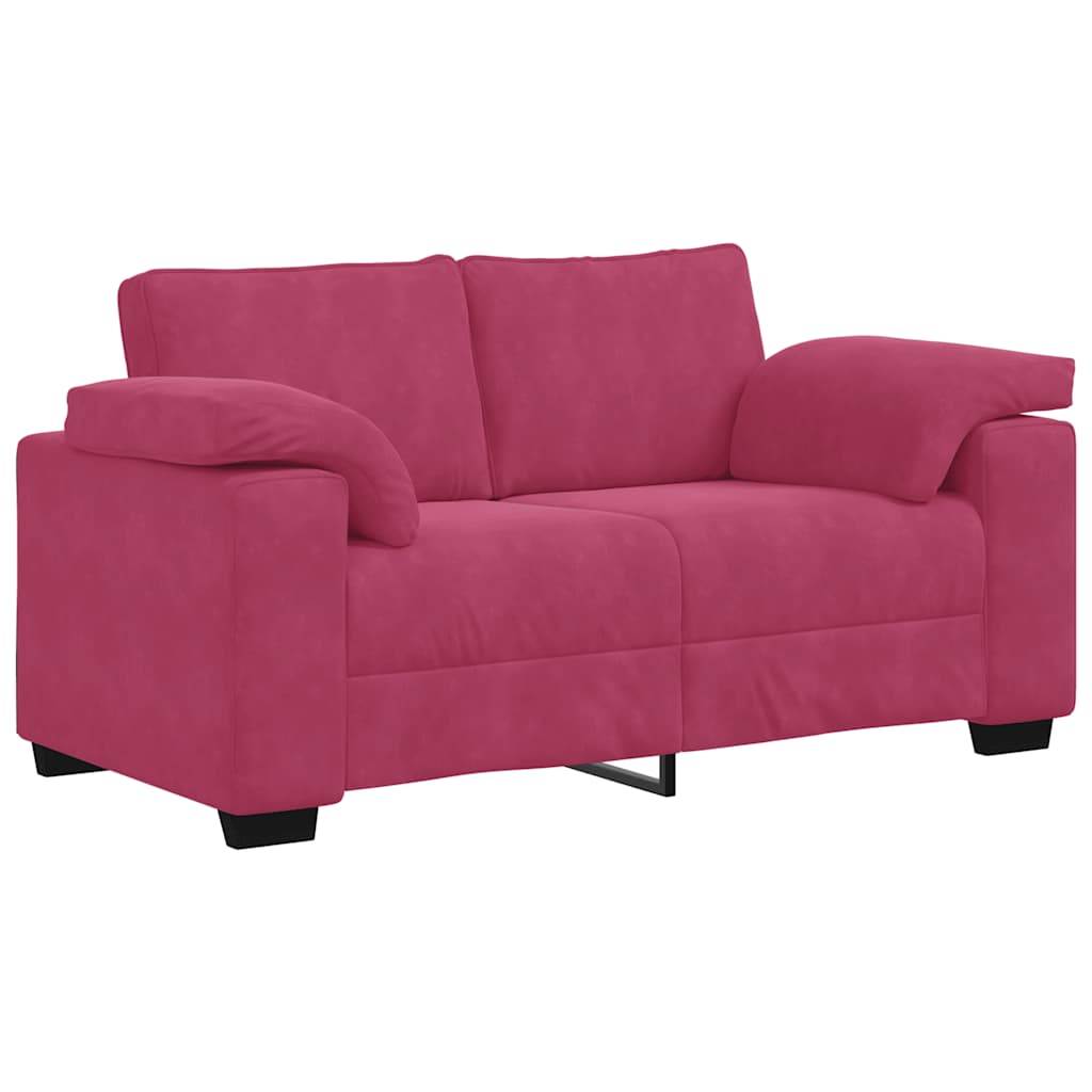 vidaXL Set canapea cu perne, 3 piese, roșu vin, catifea vidaXL Set canapea cu perne, 3 piese, roșu vin, catifea