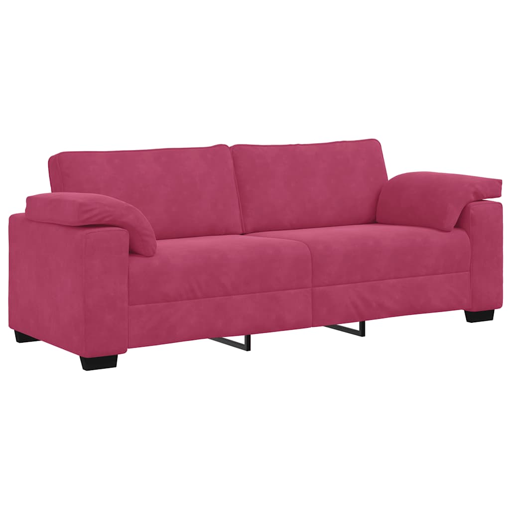 vidaXL Set canapea cu perne, 3 piese, roșu vin, catifea vidaXL Set canapea cu perne, 3 piese, roșu vin, catifea
