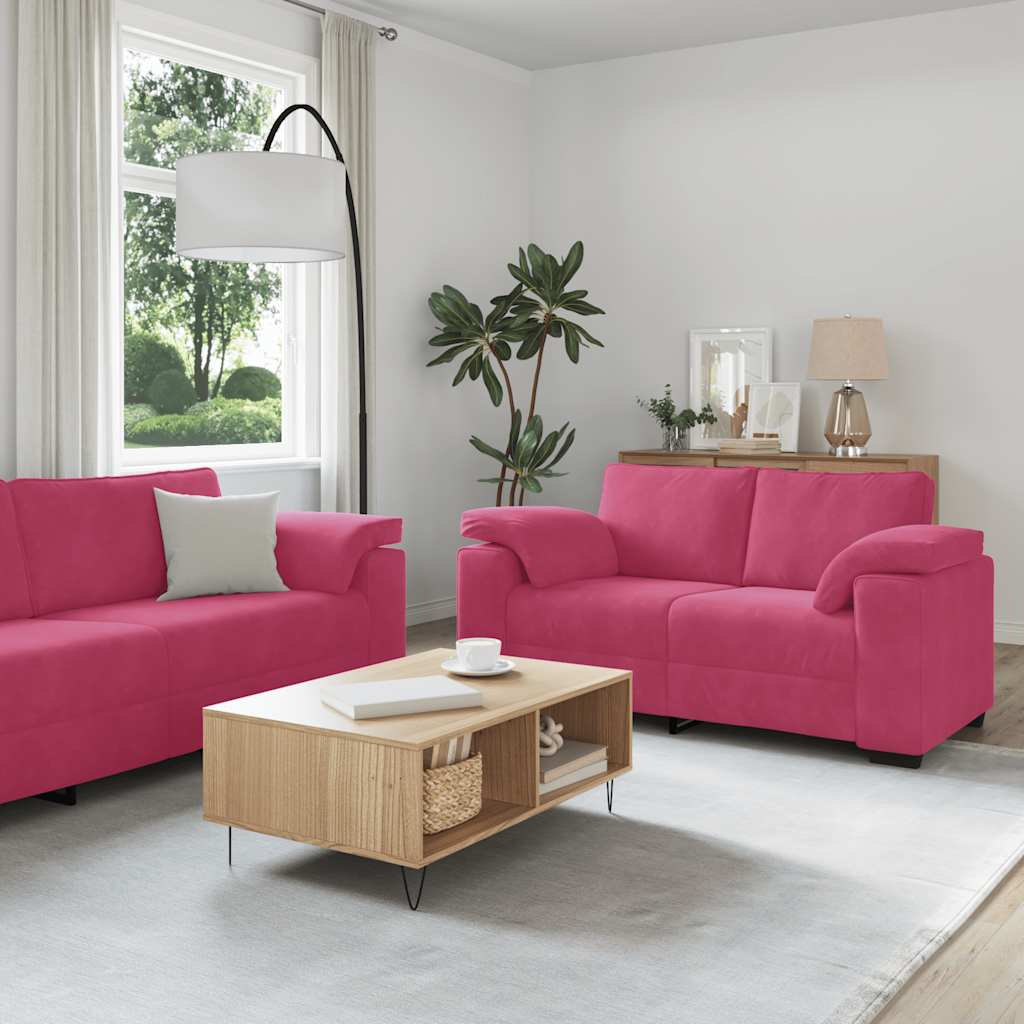 vidaXL Set canapea cu perne, 3 piese, roșu vin, catifea vidaXL Set canapea cu perne, 3 piese, roșu vin, catifea