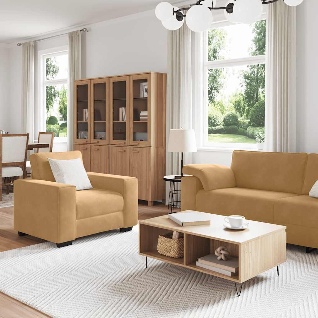 vidaXL Set de canapele cu perne, 3 piese, maro, catifea