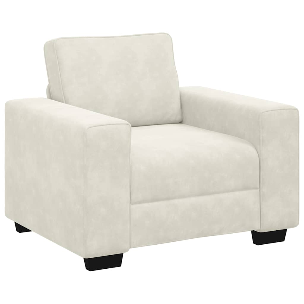 vidaXL Set de canapele cu perne, 3 piese, crem, catifea