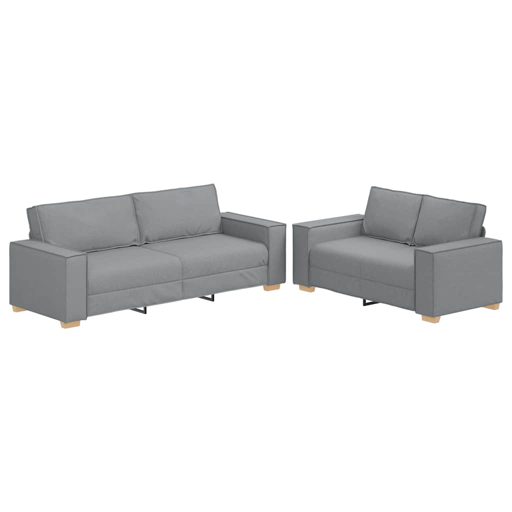 vidaXL Set de canapele cu perne, 2 piese, gri deschis, textil