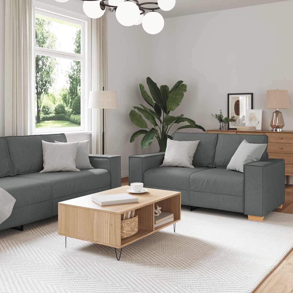 vidaXL Set de canapele cu perne, 2 piese, gri închis, textil