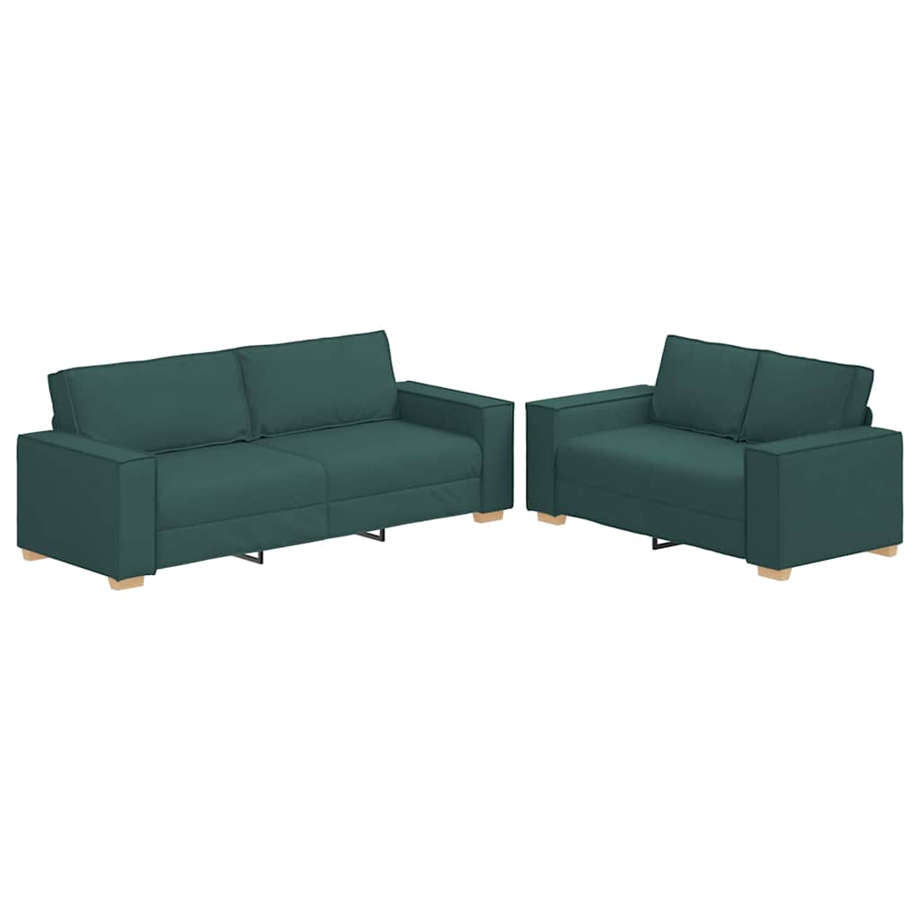 vidaXL Set de canapele cu perne, 2 piese, verde închis, textil vidaXL Set de canapele cu perne, 2 piese, verde închis, textil