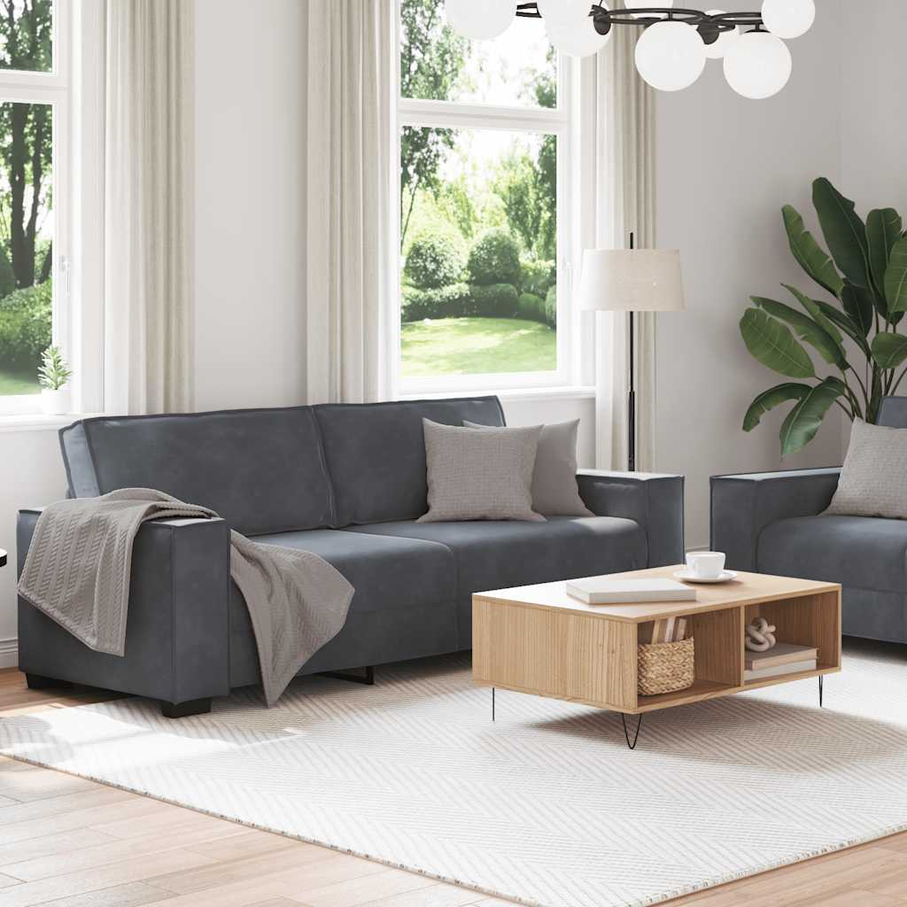 vidaXL Set de canapele cu perne, 2 piese, gri închis, catifea vidaXL Set de canapele cu perne, 2 piese, gri închis, catifea