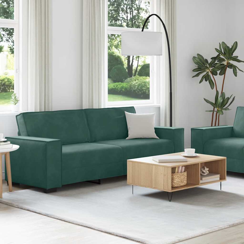 vidaXL Set de canapele cu perne, 2 piese, verde închis, catifea vidaXL Set de canapele cu perne, 2 piese, verde închis, catifea
