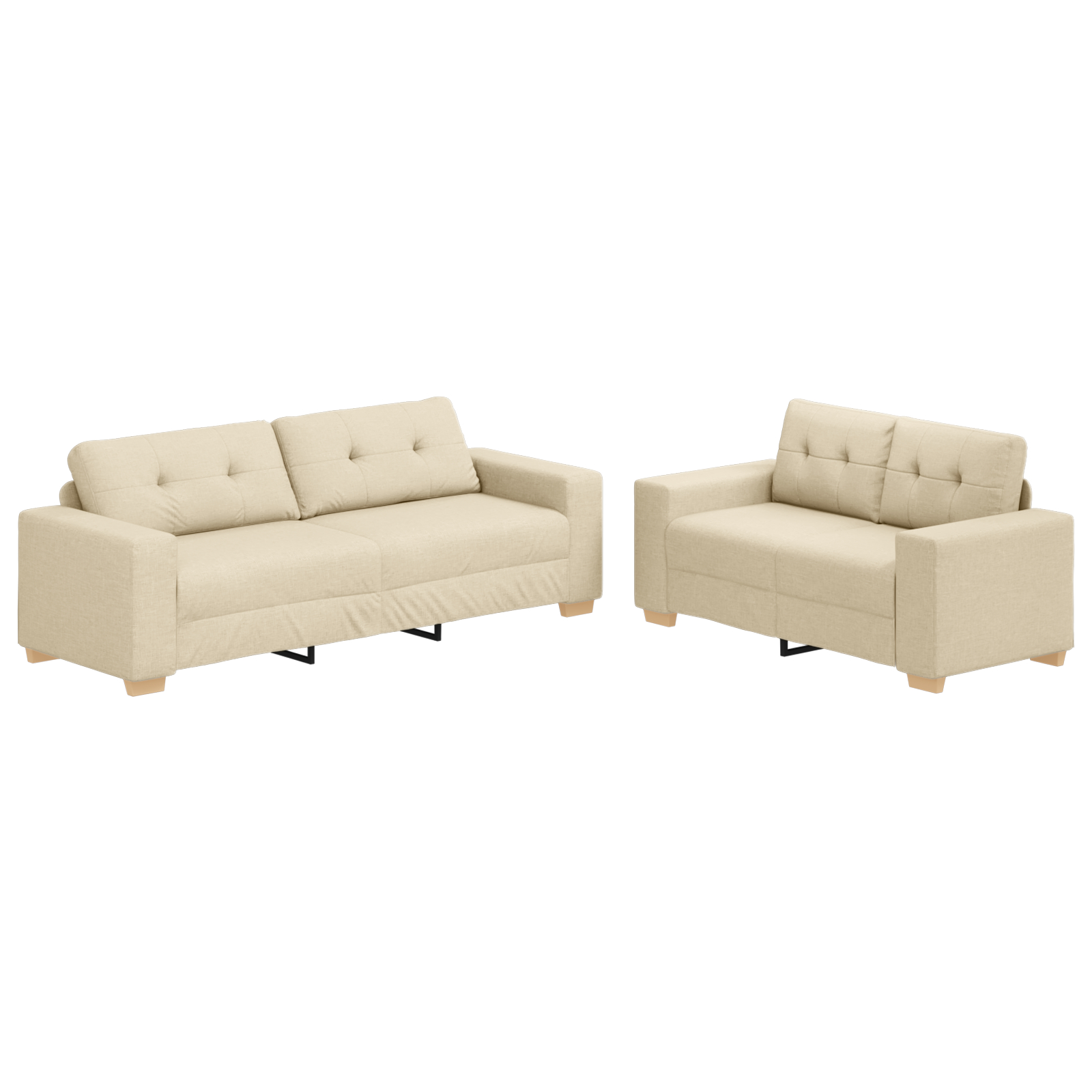 vidaXL Set de canapea cu pernă 2 pcs Crem 221 x 78 x 80 cm Țesătură