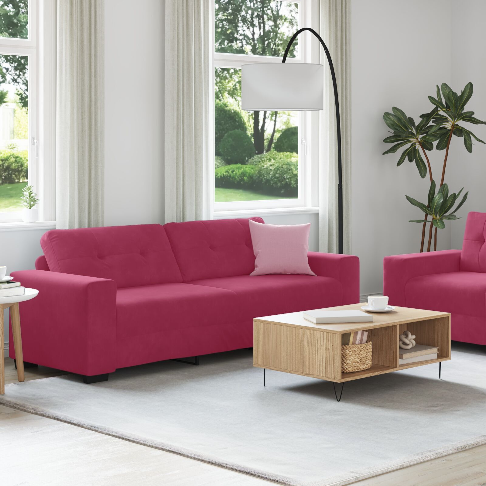 vidaXL Set de canapea 2 pcs bordo 221 x 78 x 80 cm Catifea vidaXL Set de canapea 2 pcs bordo 221 x 78 x 80 cm Catifea
