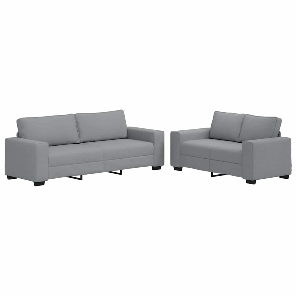 vidaXL Set de canapele cu perne, 2 piese, gri deschis, textil vidaXL Set de canapele cu perne, 2 piese, gri deschis, textil