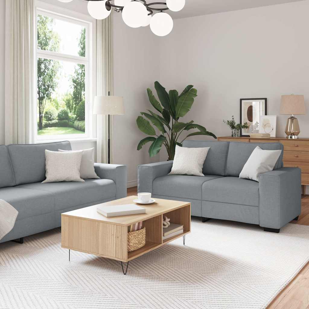 vidaXL Set de canapele cu perne, 2 piese, gri deschis, textil vidaXL Set de canapele cu perne, 2 piese, gri deschis, textil