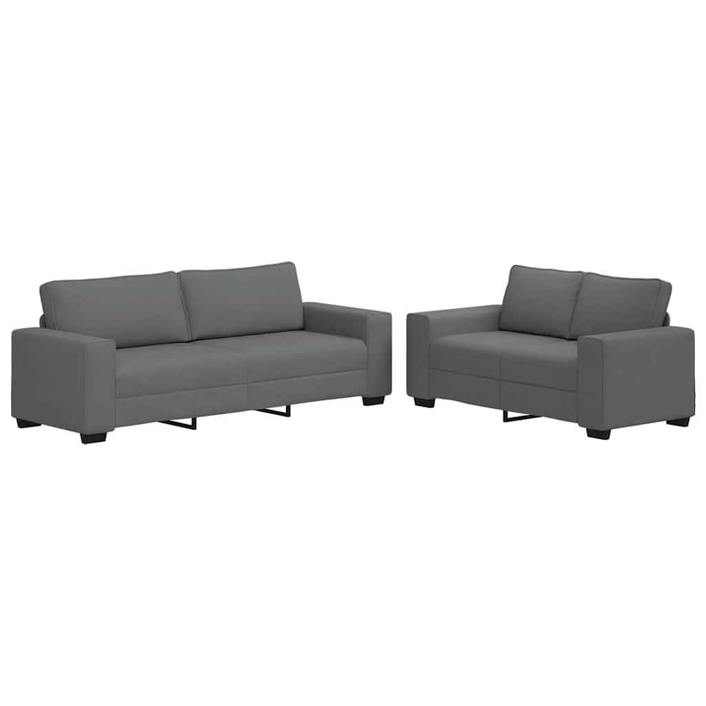 vidaXL Set de canapele cu perne, 2 piese, gri închis, textil