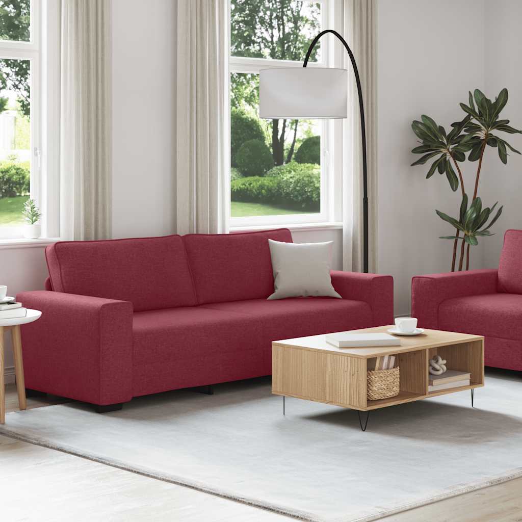 vidaXL Set canapea cu perne, 2 piese, roșu vin, material textil